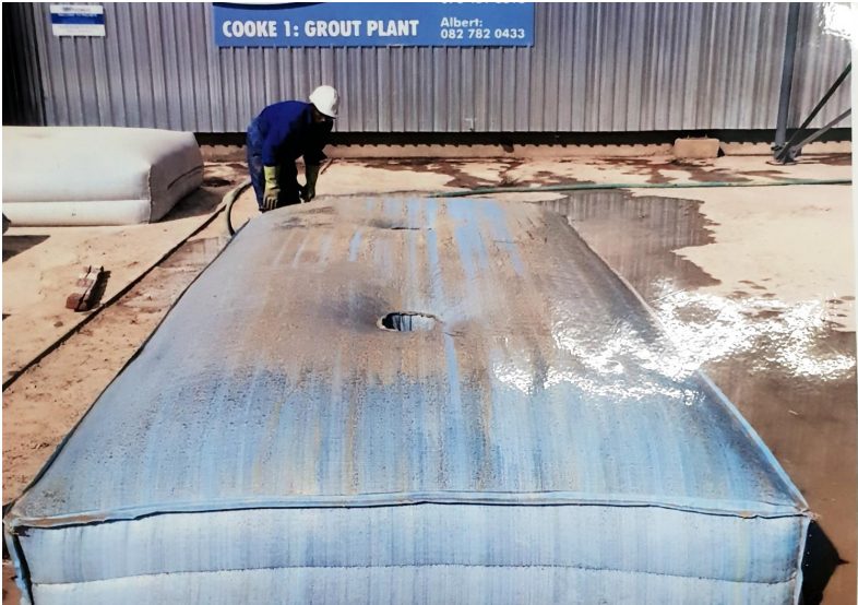 Underground installation of grout pack support